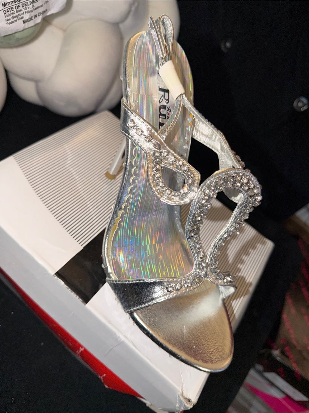 Silver Crystal Embellished Women's heeled Sandal
